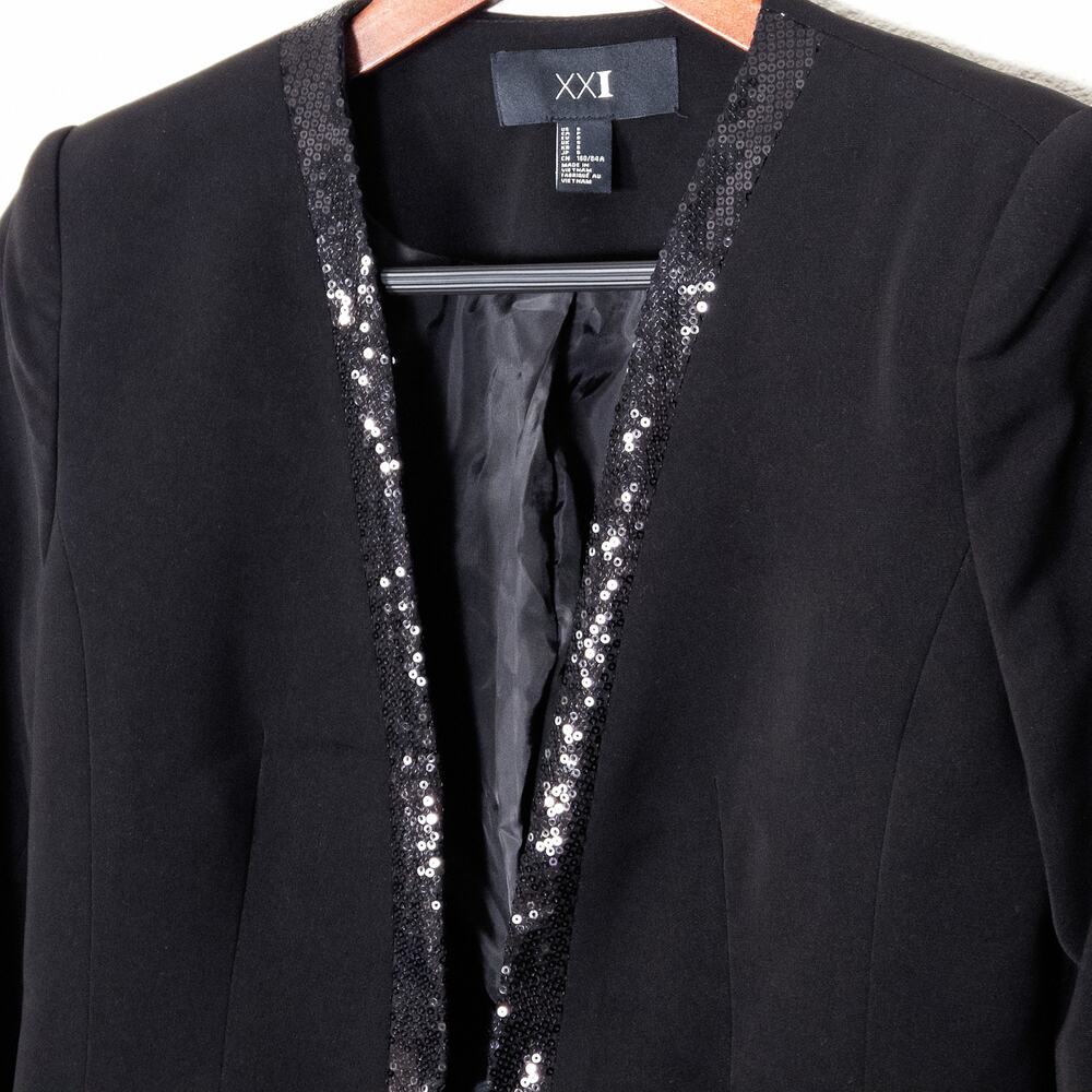 XXI Cropped Blazer Small Black Y2K Glam Edgy Clubwear Night Out - Picture 4 of 13